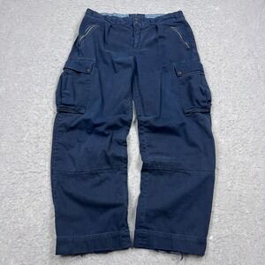 VTG Polo Ralph Lauren Pants Mens 38x32 Navy Cargo Military Heavyweight Zipper